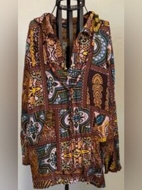 EARTHBOUND Patchwork Print Dress in Brown, Mustard & Pink